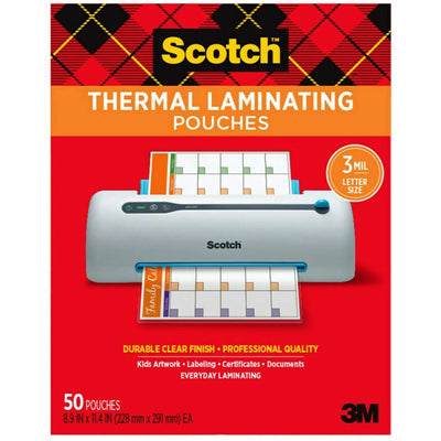 3M Scotch Thermal Laminating Pouches, Clear, 1 Pack, MMMTP385450