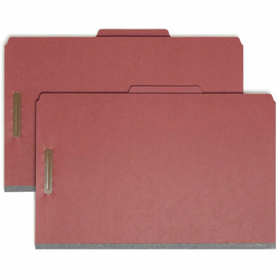 Smead 2/5 Tab Cut Legal Recycled Classification Folder, Red, 8 1/2" Width x 14" Length, 10 / Box, SMD19023