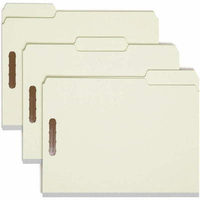 Smead 1/3 Tab Cut Letter Recycled Fastener Folder, Green, 8 1/2" Width x 11" Length, 25 / Box, SMD15003
