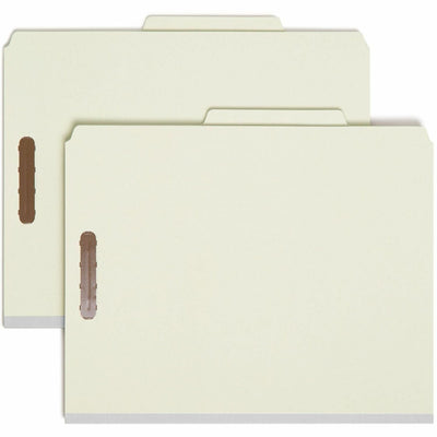 Smead 2/5 Tab Cut Letter Recycled Classification Folder, Gray/Green, 8 1/2" Width x 11" Length, 10 / Box, SMD14023
