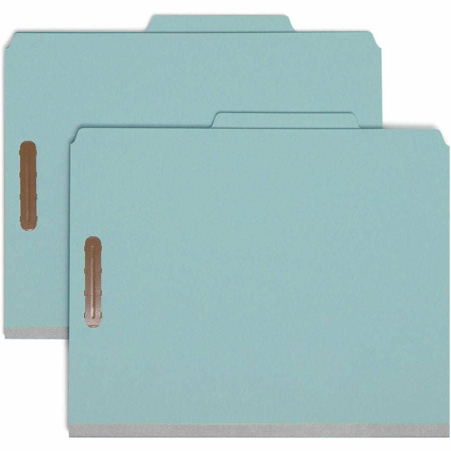 Smead 100% Recycled Pressboard Classification File Folder, 8.5" Width x 11" Length, Blue, 2/5, Right of Center, Tear Resistant, 10 / Box, SMD13721