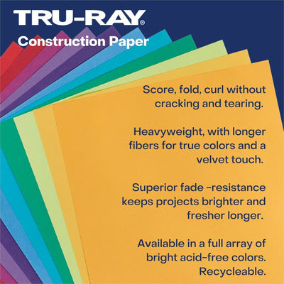 Dixon Ticonderoga Tru-Ray Construction Paper, White, 1 Pack, PAC103090