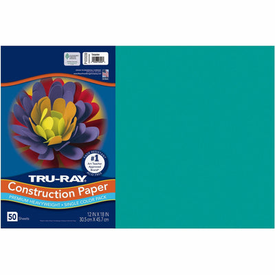 Dixon Ticonderoga Tru-Ray Construction Paper, Turquoise, 1 Pack, PAC103039