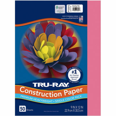 Dixon Ticonderoga Tru-Ray Construction Paper, Shocking Pink, 1 Pack, PAC103013