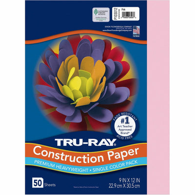 Dixon Ticonderoga Tru-Ray Construction Paper, Pink, 1 Pack, PAC103012