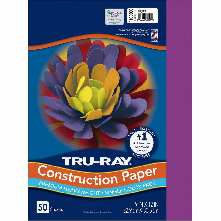 Tru-Ray Construction Paper, Magenta, Sulphite, Archival Quality, 1 / Pack, PAC103000