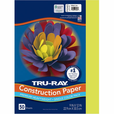 Dixon Ticonderoga Tru-Ray Construction Paper, Brilliant Lime, 1 Pack, PAC103423