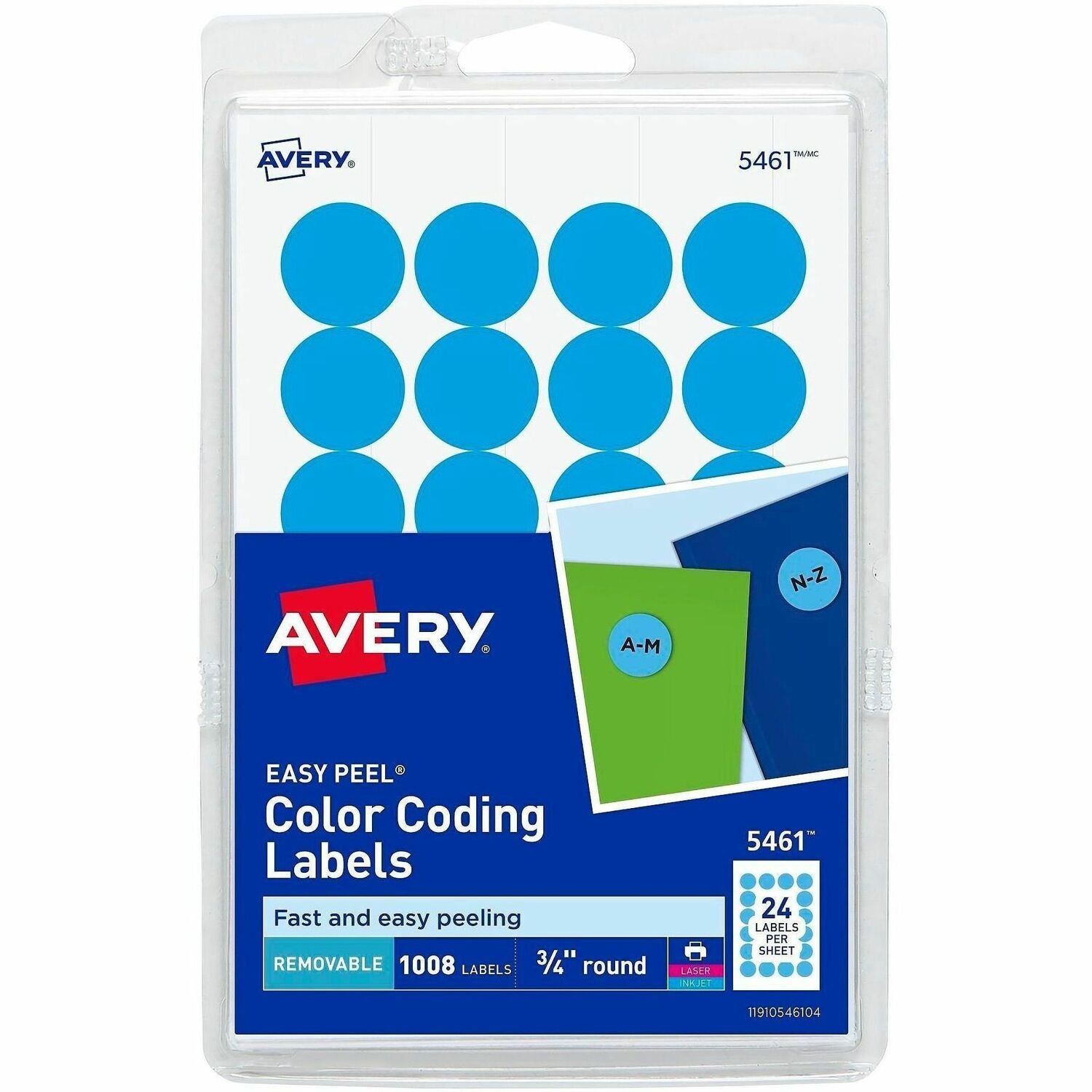 Avery® Removable Color-Coding Labels, 3/4" Diameter, 1,008 Labels (5461), 1 Pack