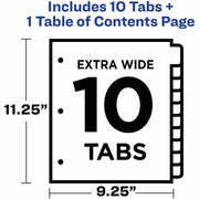 Avery Extra-Wide Dividers, 10 Tabs, Ready Index (11165), 1 Set