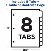Avery Binder Dividers, 8 Tabs, Ready Index (11132), 1 Set