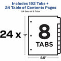 Avery Dividers, 8 Tabs, Ready Index (24 Sets of 11168), White, 1 Box, AVE11168