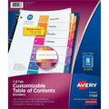 Avery Dividers, 8 Tabs, Ready Index (24 Sets of 11168), White, 1 Box, AVE11168