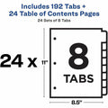 Avery Dividers, 8 Tabs, Ready Index (24 Sets of 11168), White, 1 Box, AVE11168