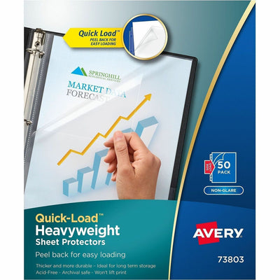 Avery Quick Load Nonglare Sheet Protectors, Acid-Free, Archival Safe, 50 Protectors, Clear, 8 1/2" Width x 11" Length, 1 Box — view 1
