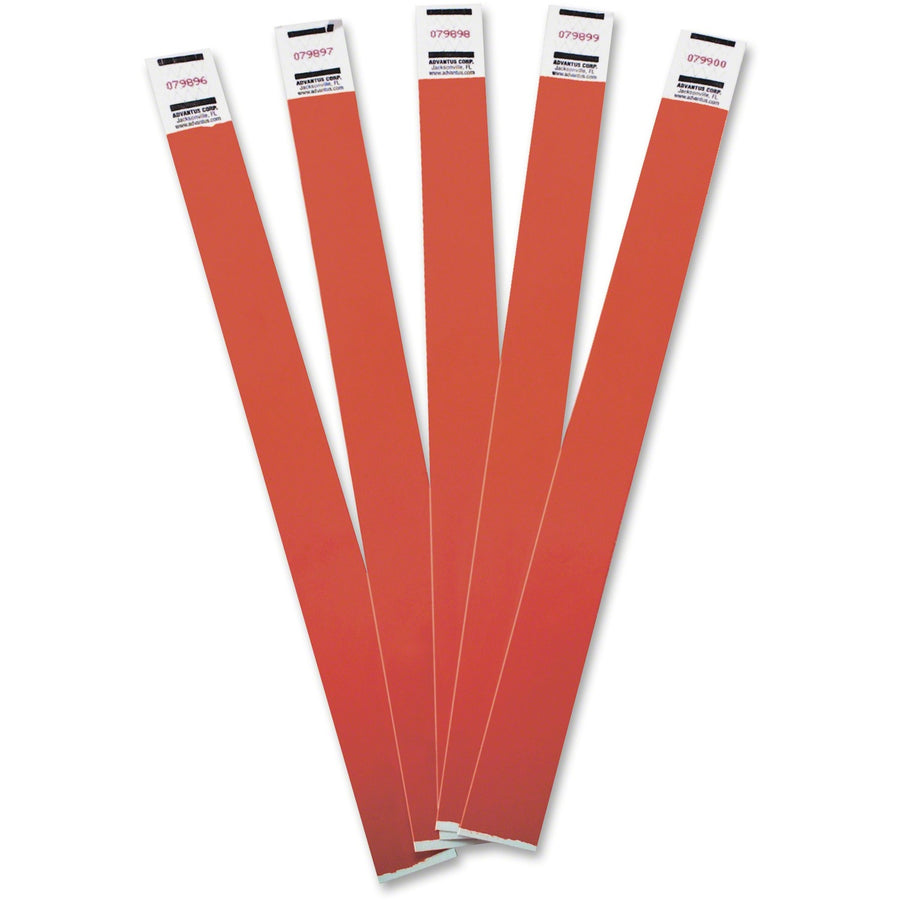 Advantus Tyvek Wristbands, Red, 100 / Pack — view 1
