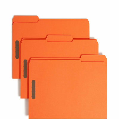 Smead 12540 1/3 Tab Cut Letter Recycled Fastener Folder, Orange, 8 1/2" Width x 11" Length, 50 / Box, SMD12540