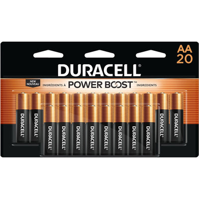 Duracell Coppertop Alkaline AA Batteries, Black, 20 / Pack, DURMN1500B20