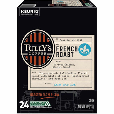 Keurig Dr Pepper . Tully's K-Cup, Pod French Roast, Keurig Single-Serve K-Cup Pods, Dark Roast, 24 Count, 24 / Box, GMT192619