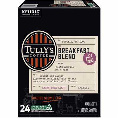 Keurig Dr Pepper . Tully's Coffee K-Cup, Pod Breakfast Blend Keurig Single-Serve K-Cup Pods, Light Roast Coffee, 24 Count, 24 / Box, GMT192719