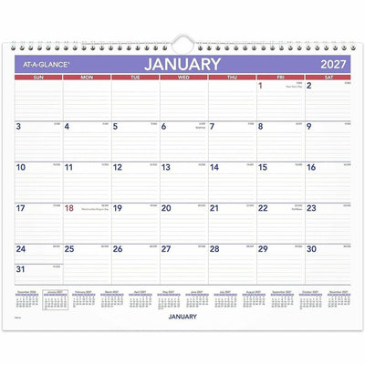 ACCO At-A-Glance Wall Calendar, 15", AAGPM828