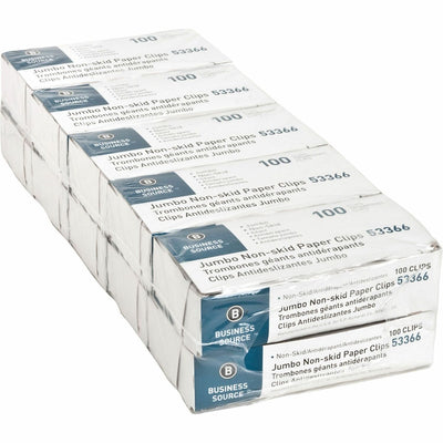 Business Source Jumbo Nonskid Paper Clips, Silver, 10 / Pack, BSN53366