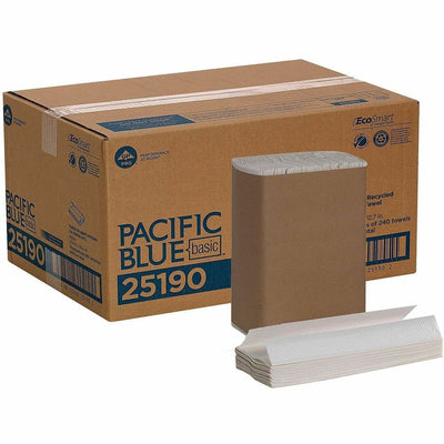 Georgia Pacific . Pacific Blue Basic C-Fold Recycled Paper Towel, White, 10 / Carton, GPC25190