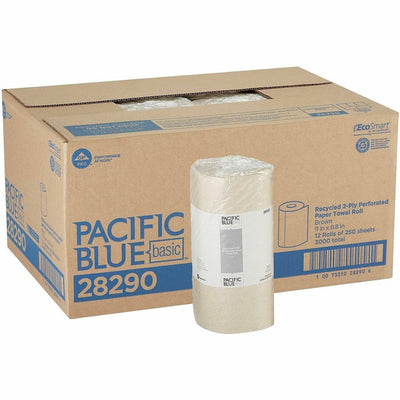 Georgia Pacific . Pacific Blue Basic Recycled Perforated Paper Roll Towel, Brown, 12 / Carton, GPC28290