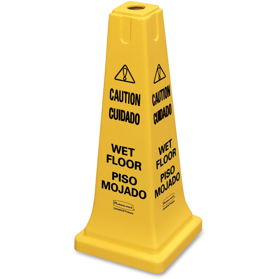 Rubbermaid Commercial 25" Safety Cone, 10.5" x 25.8", Yellow, Plastic, Multilingual, RCP627777