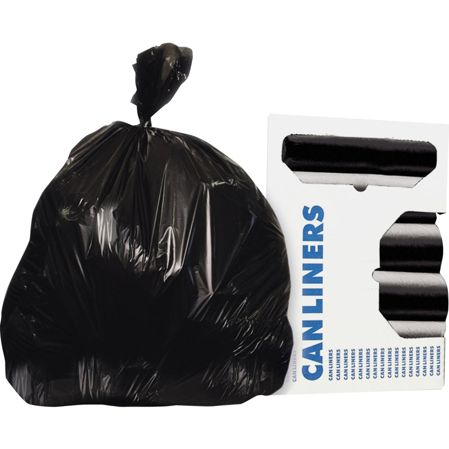 Heritage AccuFit 1.3mil Black Can Liners, 55 gal, 5 / Carton, HERH8053PKR01