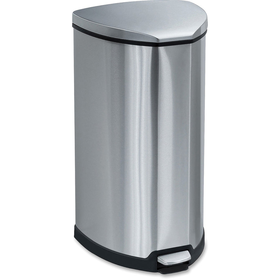 Safco Hands-free Step-on Stainless Receptacle, 14" x 27", Stainless Steel, 10 gal, SAF9687SS