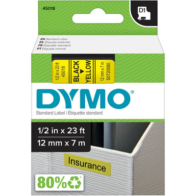 Newell Dymo D1 Electronic Tape Cartridge, Yellow, DYM45018