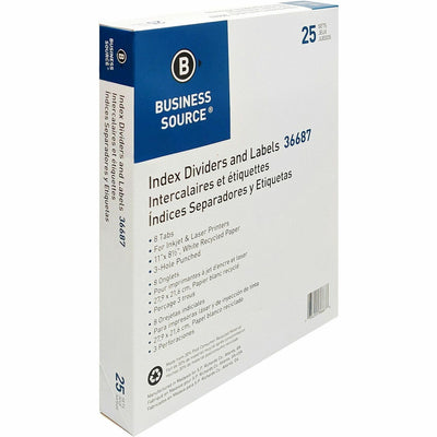 Business Source Punched Laser Index Dividers, White, 1 Box, BSN36687