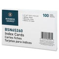 Business Source Plain Index Cards, 6" Width x 4" Length, 100 / Pack, BSN65260