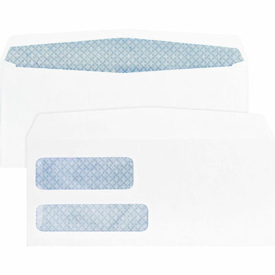 Business Source No. 9 Double Window Invoice Envelopes, White, 500 / Box — view 1