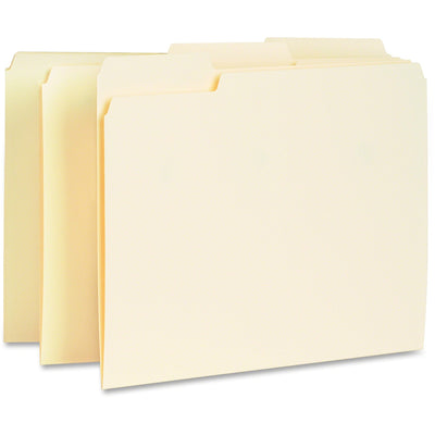 Business Source 1/3 Tab Cut Letter Recycled Top Tab File Folder, Manila, 8 1/2" Width x 11" Length, 100 / Box — view 1