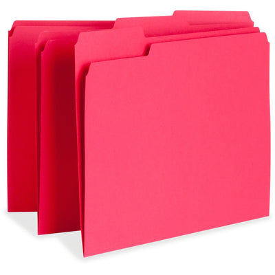 Business Source 1/3 Tab Cut Letter Recycled Top Tab File Folder, Red, 8 1/2" Width x 11" Length, 100 / Box, BSN65776