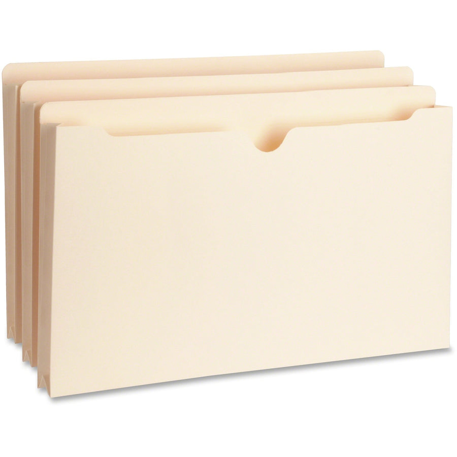 Business Source Straight Tab Cut Legal Recycled File Pocket, Manila, 8 1/2" Width x 14" Length, 50 / Box — view 1