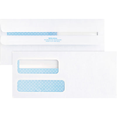 Business Source No. 9 Double Window Invoice Envelopes, White, 500 / Box, BSN36681