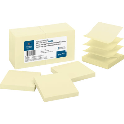 Business Source Reposition Pop-up Adhesive Notes, Yellow, 12 / Pack, BSN16454