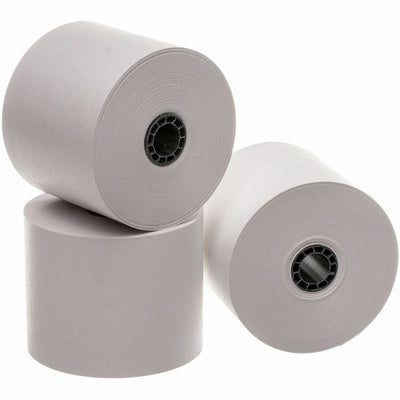 Business Source Single-ply 150' Adding Machine Rolls, White, 2 1/4" x 150 ft, 100 / Carton, BSN28625