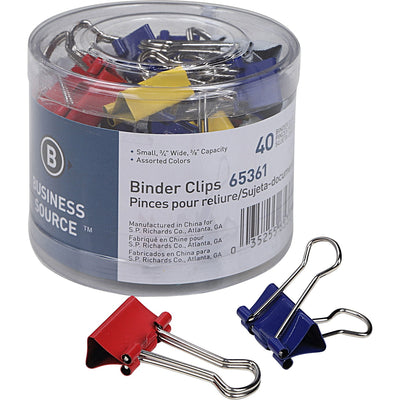 Business Source Colored Fold-back Binder Clips, Assorted, 36 / Pack — view 1