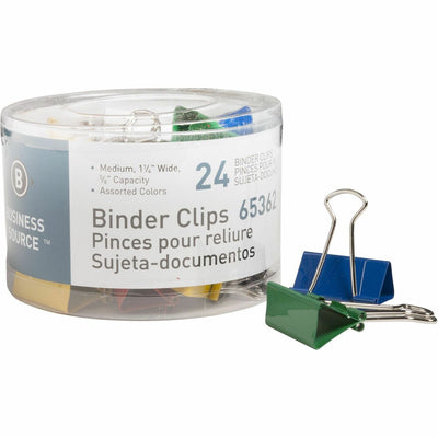 Business Source Colored Fold-back Binder Clips, Assorted, 24 / Pack, BSN65362