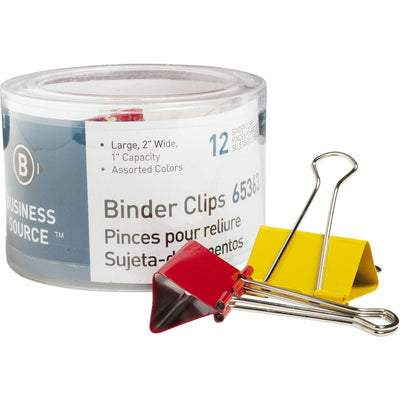 Business Source Colored Fold-back Binder Clips, Assorted, 12 / Pack — view 1