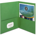 Business Source Letter Recycled Pocket Folder, Green, 8 1/2" Width x 11" Length, 25 / Box, BSN78493