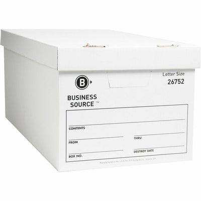 Business Source Lift-off Lid Light Duty Storage Box, White, 12 / Carton, BSN26752