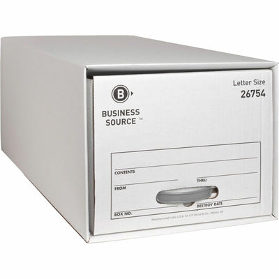 Business Source Drawer Storage Boxes, White, 6 / Carton, BSN26754
