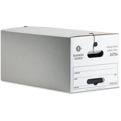 Business Source Heavy Duty Letter Size Storage Box, White, 12 / Carton, BSN26756