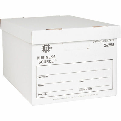 Business Source Lift-off Lid Heavy-Duty Storage Box, White, 12 / Carton, BSN26758