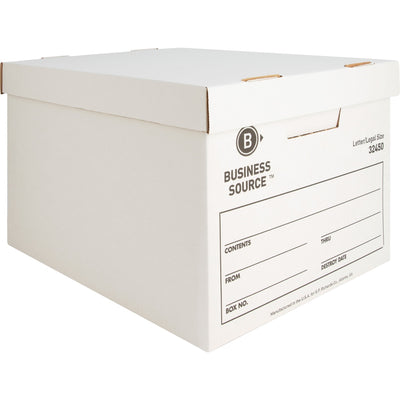 Business Source Quick Setup Medium-Duty Storage Box, White, 12 / Carton — view 1