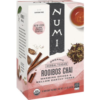 Numi Organic Rooibos Chai Black Tea Bag, 18 / Box, NUM10200